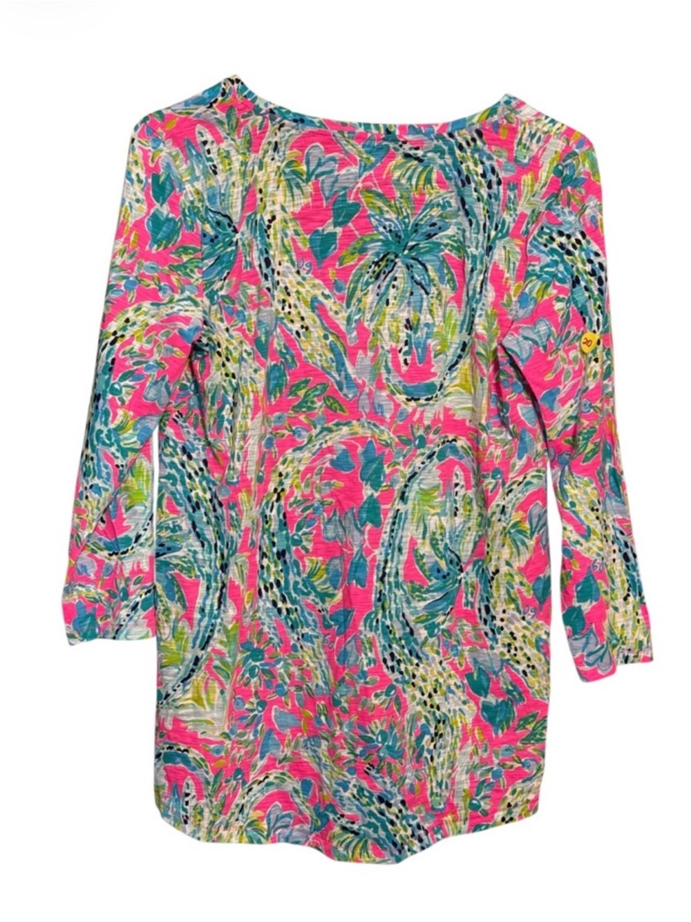 Lilly Pulitzer Tropical Print V Neck 3/4 Sleeve Tunic Top S - Picture 3 of 3
